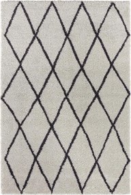 Ezüst-fekete vastag shaggy szőnyeg nappaliba,boho minta 160x230cm