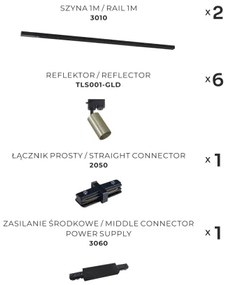 Zuma Line 3022 - Spotlámpa sínrendszerrel TUBE 6xGU10/35W/230V fekete/arany