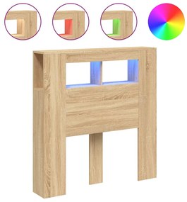 sonoma tölgy színű szerelt fa LED-es fejtámla 100x18,5x103,5 cm
