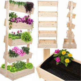 Fa függőleges virágágyás 187 cm 5 polcos impregnált színtelen növény Eco