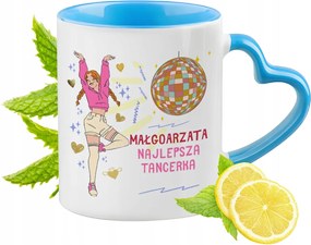 Kék bögre szív alakú füllel Margitnak Ajándék