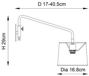 Endon 79500 - Fali lámpa CARLSON 1xE14/40W/230V szürke/fekete