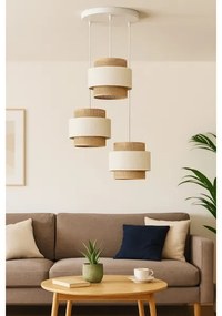 BOHO kábeles csillár, 3xE27/60W/230V, krémszín/juta