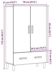 Highboard régi fa 70x31x115 cm gépesített fa
