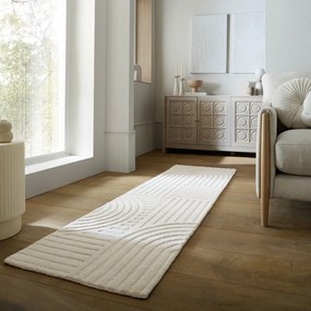 Elefántcsont színű kézi szövésű gyapjú futószőnyeg 60x230 cm Zen Garden – Flair Rugs