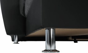 Ülőgarnitúra, műbőr fekete/szövet sötétszürke, balos, SANTIAGO U