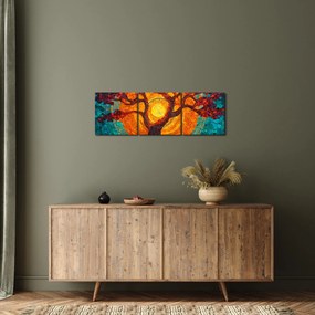 Kép - Az élet fája és a nap mozaikban (órával) (90x30 cm)