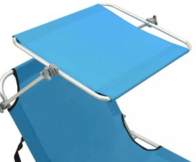 kék alumínium összecsukható napozóágy napellenzővel