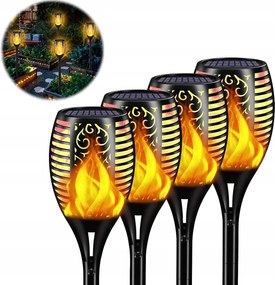 4xNapelemes Kerti Lámpa Led Beszúrható Lámpa Fáklya Láng Tűz