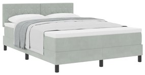 Boxspring Ágy Matrac Kivilágos Szürke 140x200 cm Bársonyos