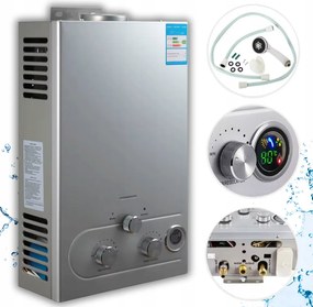 Gáz PB-gáz vízmelegítő átfolyós palackkal, zuhanyzóval 12L 24KW
