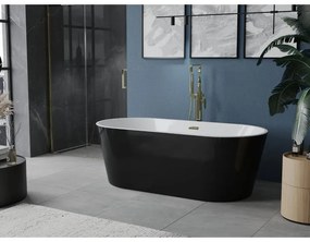 Mexen Luna, szabadon álló kád 170 x 80 cm, fehér-fekete, arany fényes túlfolyó, 52031708075-50