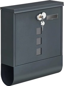 Postaláda újságtartóval, zárható, falra szerelhető, 30,5 x 9,5 x 33,3 cm, antracitszürke