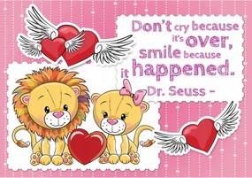 Fotótapéta Oroszlánkölykök szívekkel rózsaszín a gyerekszobába 460x300 +ragasztó