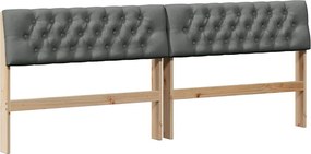 vidaXL Kárpitozott fejtámla Sötétszürke 200 cm Tömör fenyőfa