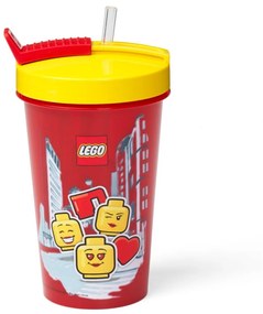 Iconic piros pohár sárga fedéllel és szívószállal, 500 ml - LEGO®