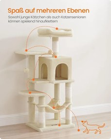 Macskakaparó Torony, 112 cm magas, Többszintes macskaház, Bézs