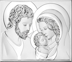 Szent Család kép ezüst modern Méret: 26X21 cm