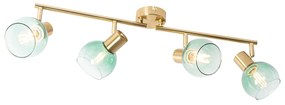 Art Deco reflektor arany zöld üveggel 4-lámpás - Vidro