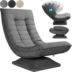 Relaxációs fotel, szövet, szürke