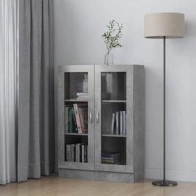 betonszürke szerelt fa vitrinszekrény 82,5 x 30,5 x 115 cm