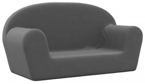 kétszemélyes antracitszürke puha plüss gyerekkanapé