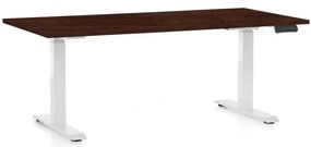 OfficeTech D állítható magasságú asztal, 160 x 80 cm, fehér alap, wenge