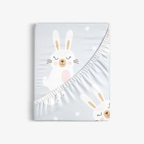 Goldea pamut gumis lepedő - álmodozó nyuszik 200 x 200 cm