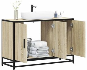 Sonoma tölgy szerelt fa fürdőszobai mosdószekrény 90x33x60 cm
