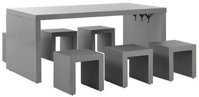 Hatszemélyes U alakú beton étkezőasztal hokedlikkel TARANTO Beliani