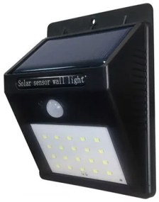 LED lámpatest , oldalfali , napelemes , 0.75W , hideg fehér , fekete , kültéri , IP54