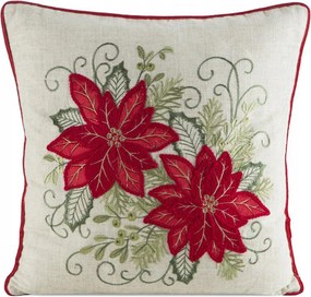 Ünnepi díszpárnahuzat kispárnára 45x45 cm-es, virágos, ajándék mintás