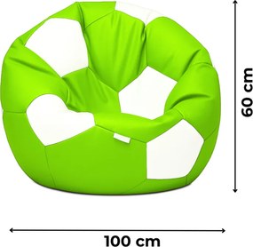 EMI focilabda mintás limezöld-fehér műbőr babzsákfotel