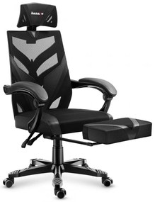 Egyedi fekete gamer szék lábtartóval COMBAT 5.0