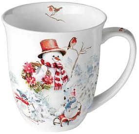 Karácsonyi hóember porcelán bögre Sporty Snowmen