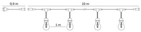 LED Kültéri dekoratív lánc BAJA ST64 10xE27/1W/230V 10,9m IP44 meleg fehér