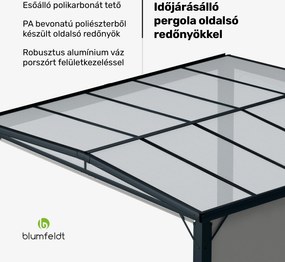 Blumfeldt Pantheon Cortina Solid Sky Pergola 3x3, időjárásálló, porszórt, oldalsó panelek