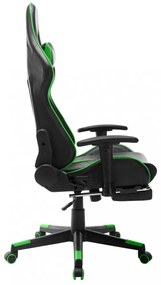 fekete és zöld műbőr gamer szék lábtámasszal