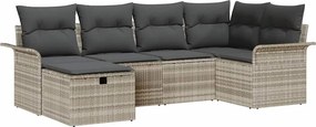 vidaXL Kerti Kanapé Szett párnával 6 pcs Világosszürke polirattan