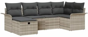 vidaXL Kerti Kanapé Szett párnával 6 pcs Világosszürke polirattan