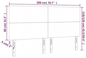 fekete szövet LED-es fejtámla 200x5x118/128 cm