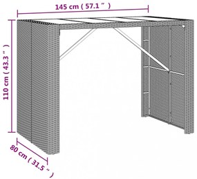 vidaXL 7 részes szürke polyrattan kerti bárszett párnákkal