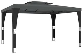 antracitszürke acél dupla tetős pavilon 3,98 x 2,98 m