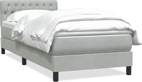 vidaXL világosszürke bársony rugós ágy matraccal 80x210 cm