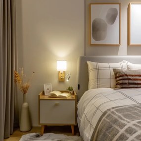 Brilagi - LED Fali lámpa NUBILA WOOD 1xE27/25W/230V + LED/3W tölgy/fehér