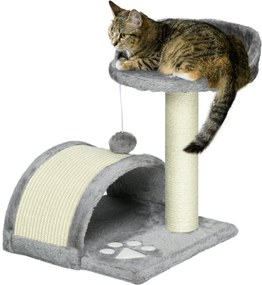 PawHut Kicsi Macskakaromfa 46 cm Magasságú, 2-Szintű Macska Fa Kaparó Poszttal, Platformokkal és Lógó Labda Játékkal 35.5x37x46 cm Szürke | Aosom