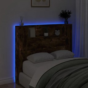 füstös tölgy színű áthidalószekrény LED-ekkel 120x16,5x103,5 cm