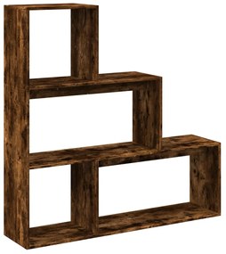 3 szintes füstös tölgy fa elválasztó könyvespolc 123x29x123 cm