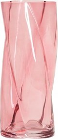 Raya üveg váza csavart rózsaszín 10,5x10,5x26cm Homla