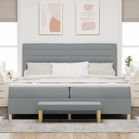 vidaXL Boxspring Ágy Matracokkal és Pad Light Grey 200x200 cm Szövet